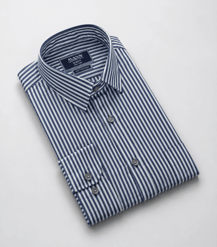 Mans Formal Stripes Slim Fit Long Sleeve