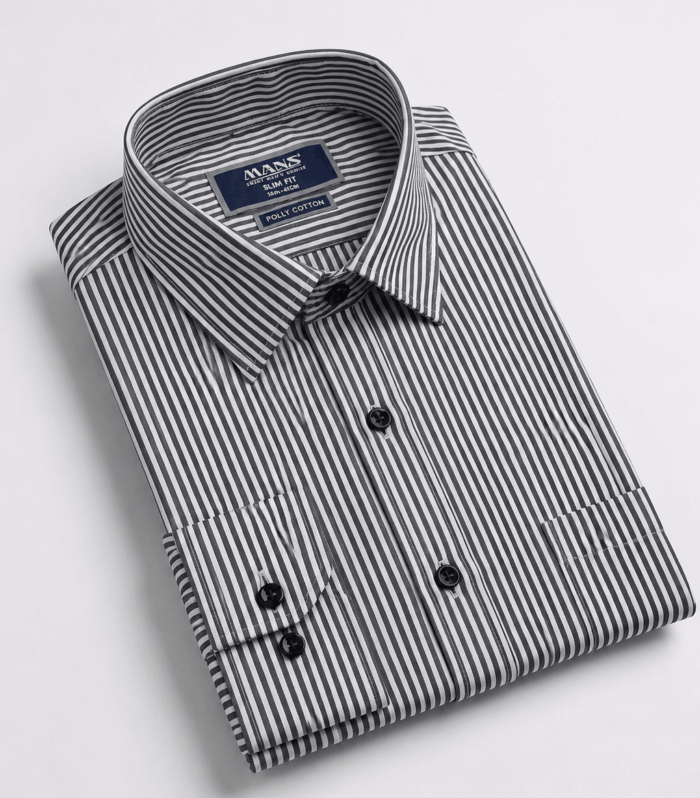 Mans Formal Stripes Slim Fit Long Sleeve