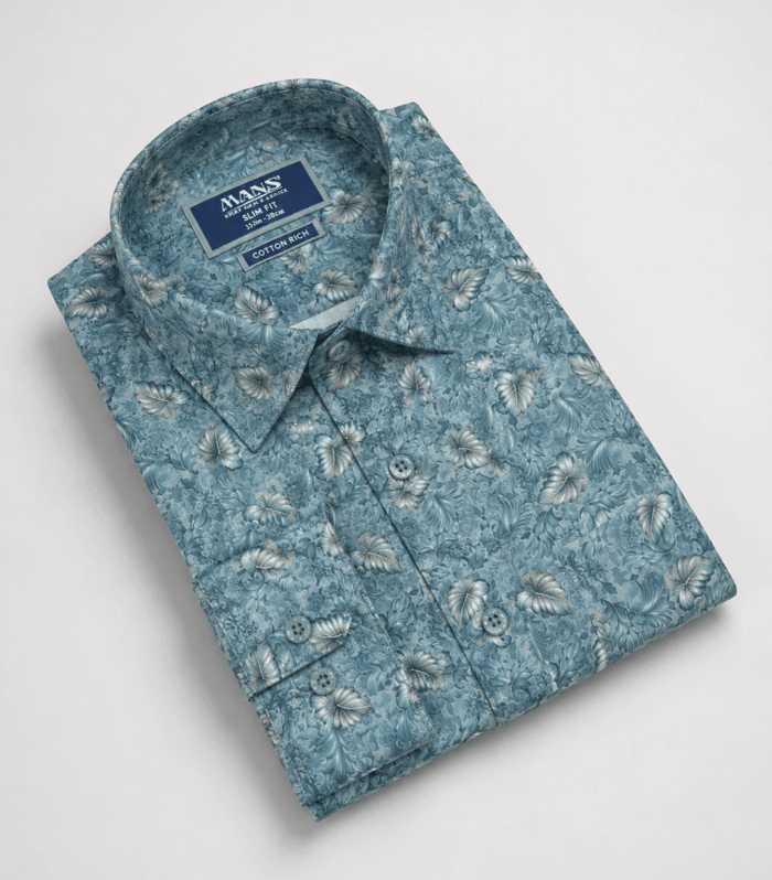 Mans Smart Casual Prints Slim Fit Long Sleeve