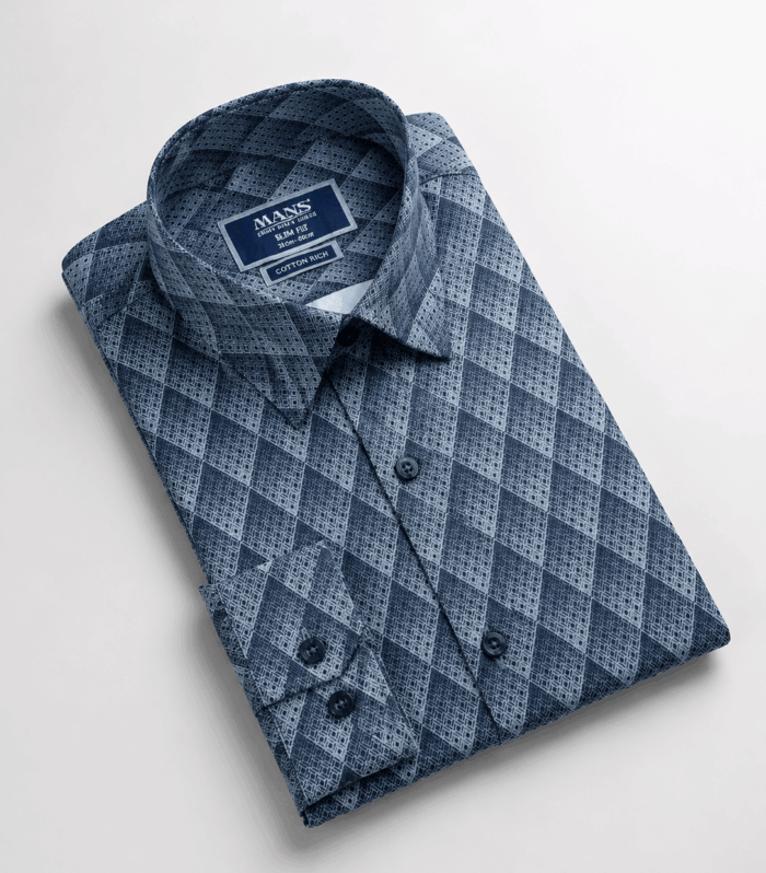 Mans Smart Casual Prints Slim Fit Short Sleeve