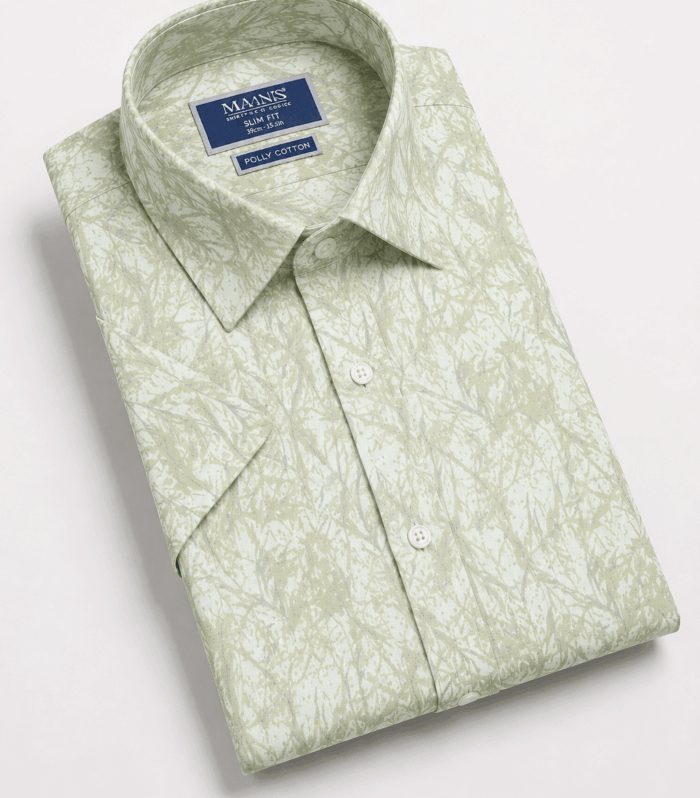 Mans Smart Casual Prints Slim Fit Short Sleeve