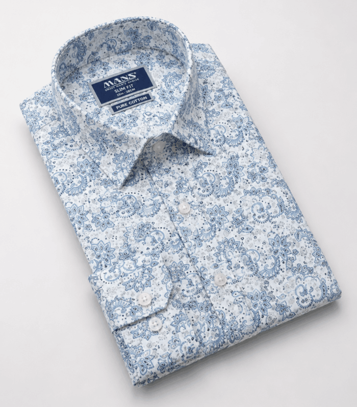 Mans Smart Casual Prints Slim Fit Long Sleeve