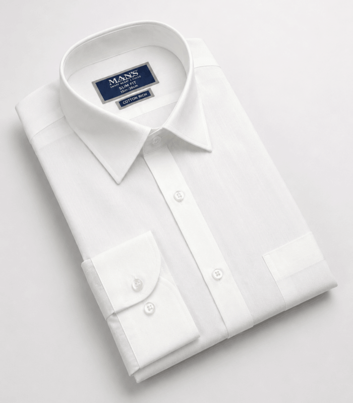 Mans Formal Palne Slim Fit Long Sleeve