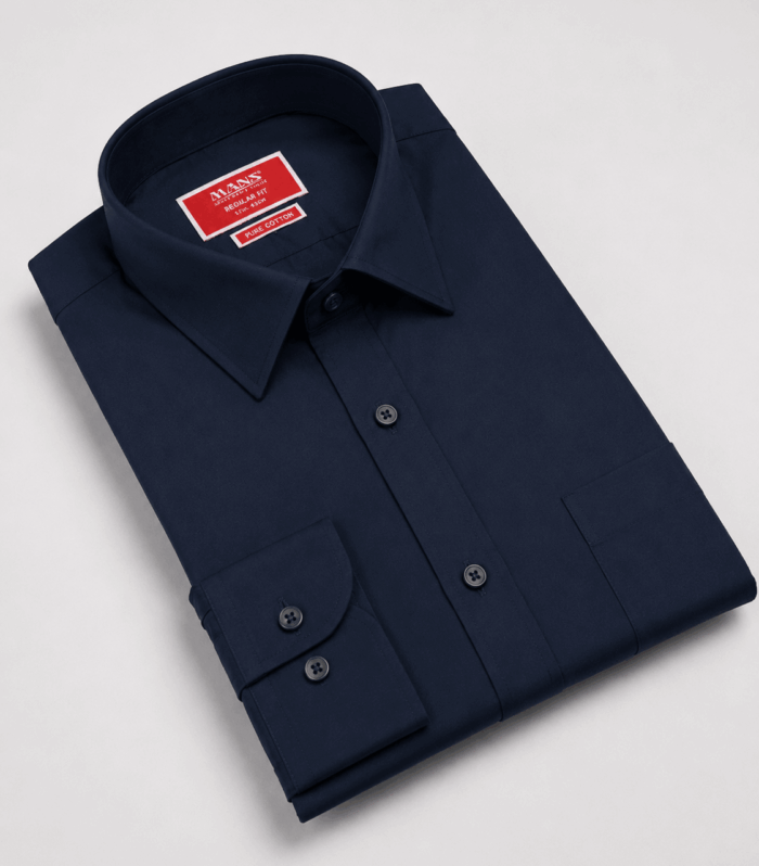 Mans Formal Dark Palne Regular Fit Long Sleeve