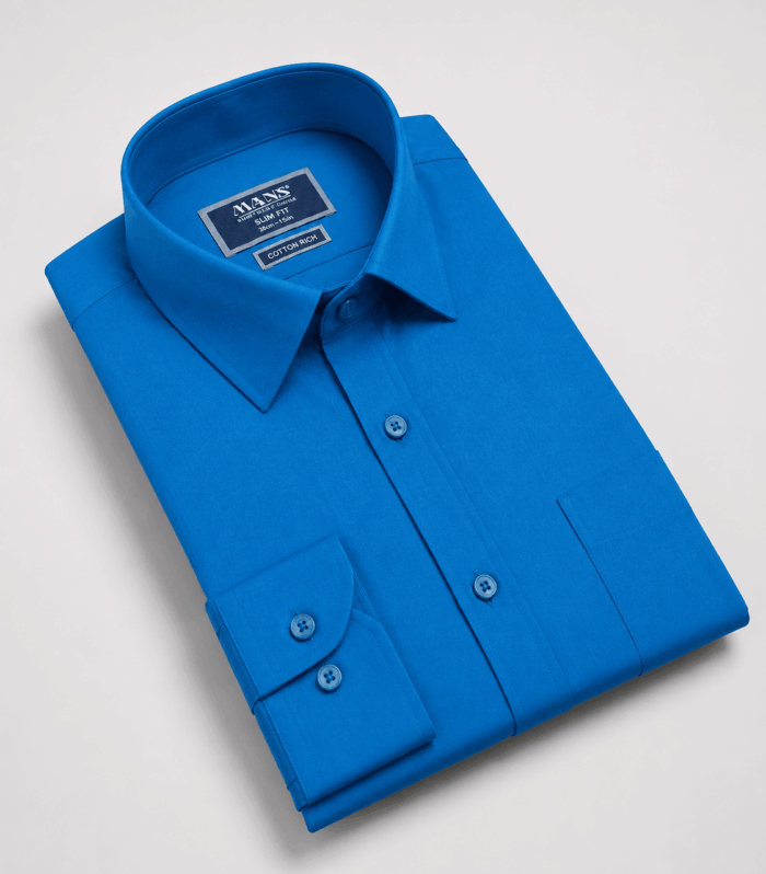 Mans Formal Palne Slim Fit Long Sleeve