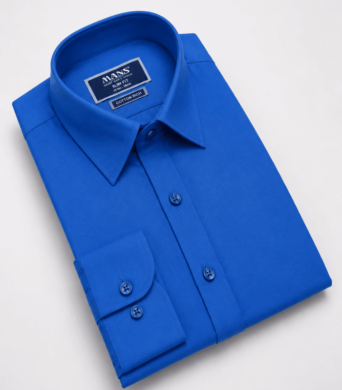 Mans Formal Dark Palne Slim Fit Long Sleeve