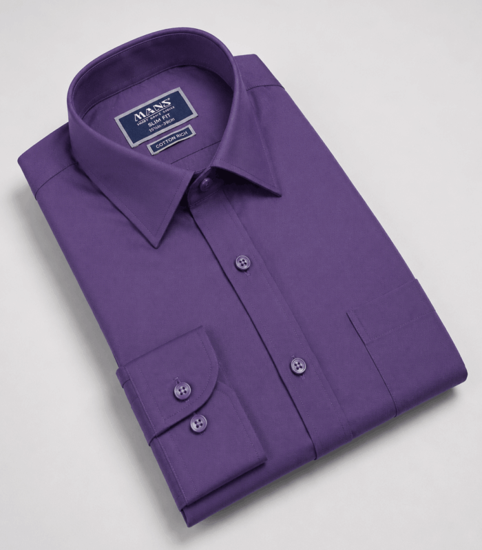 Mans Formal Dark Palne Slim Fit Long Sleeve