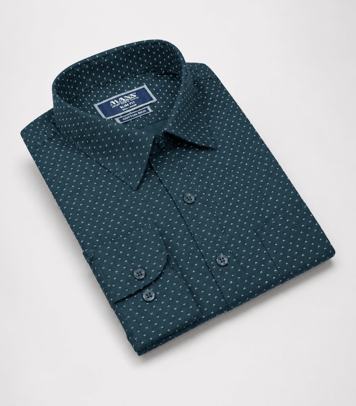 Mans Formal Dark Doby Slim Fit Long Sleeve