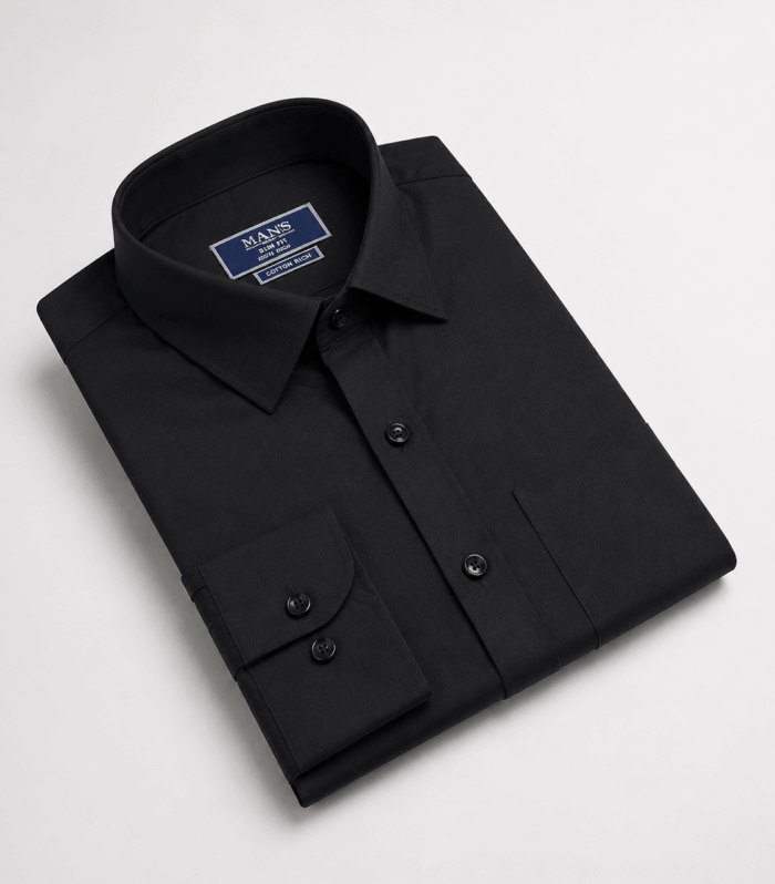 Mans Formal Black Slim Fit Long Sleeve